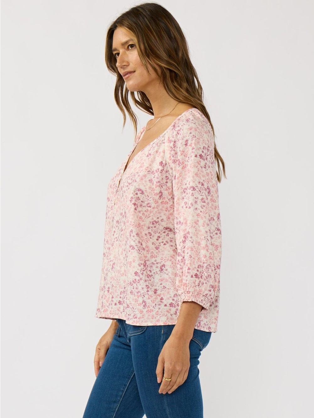 Love Stitch Pink Floral Boho Blouse